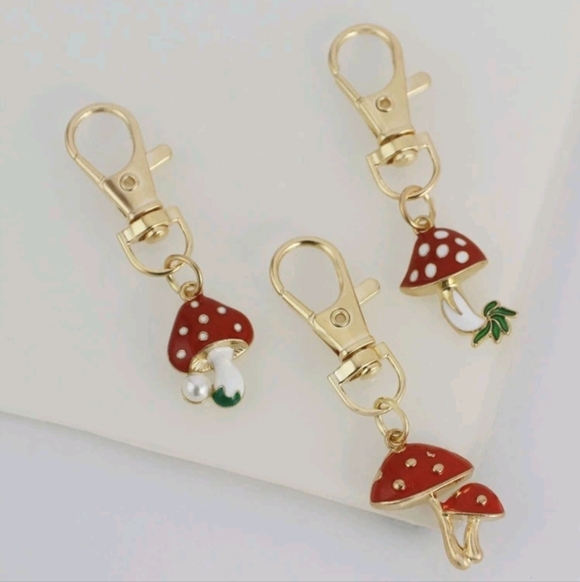 Gold and Red Mushroom Keychains Sold Separately - Picture 3 of 3